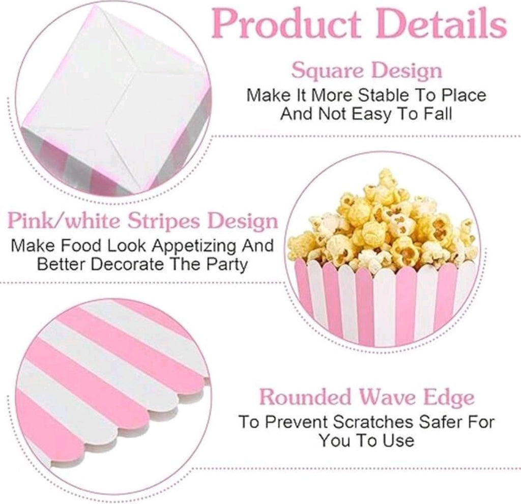 Pink Striped Paper Boxes