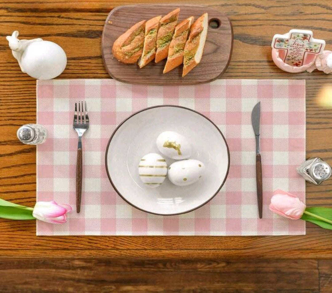 Pink Plaid Linen Placemats