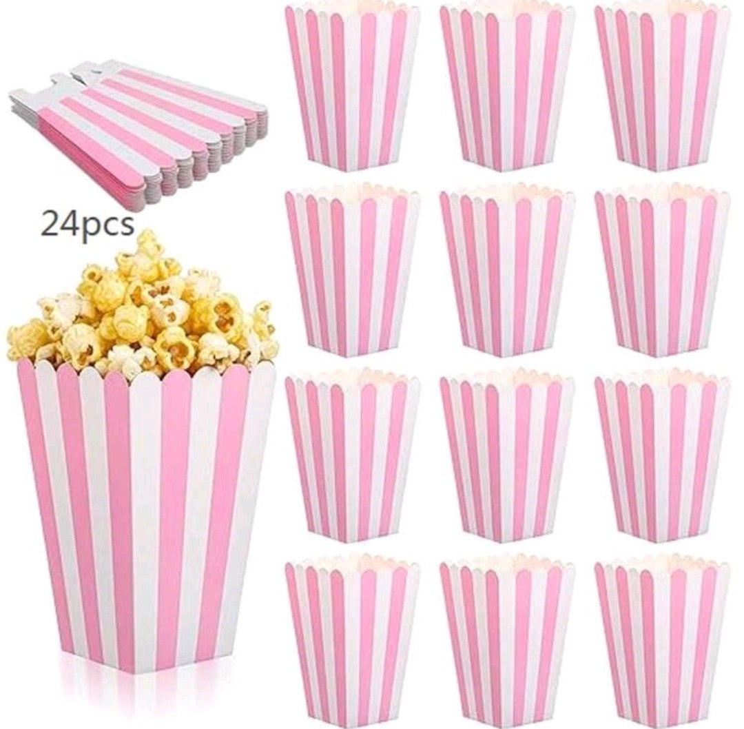 Pink Striped Paper Boxes