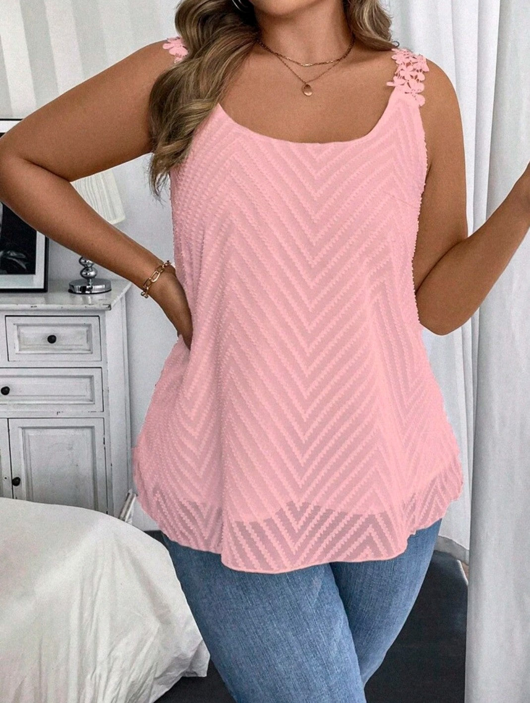 Lace Overlay Plus Size Tank