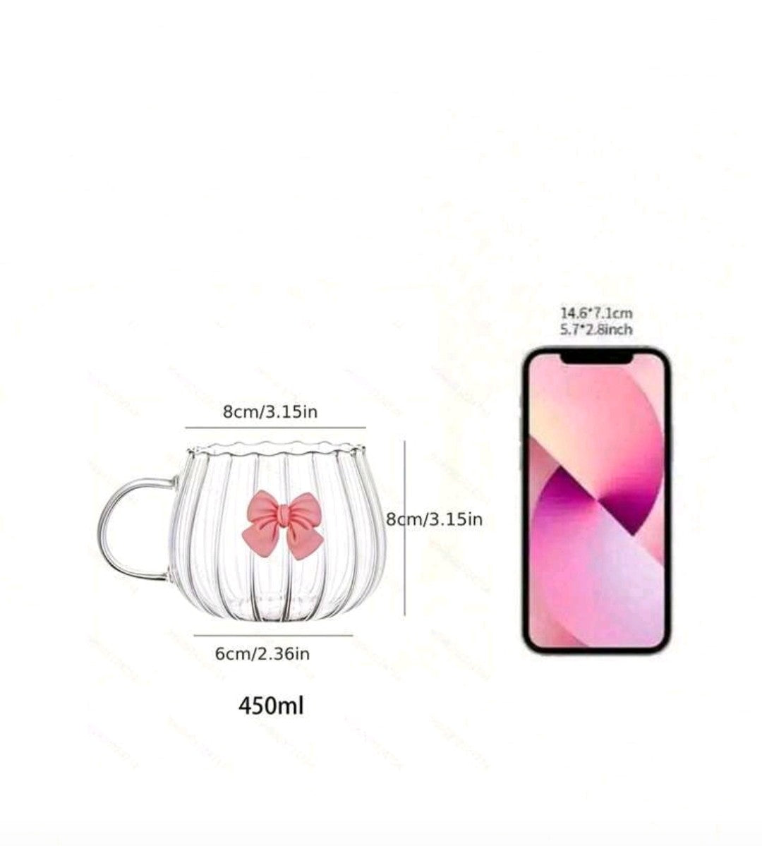Pink Bow Glass Mug