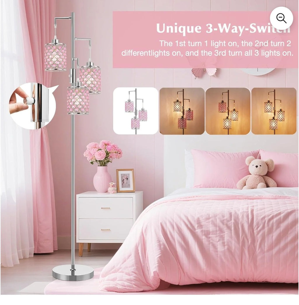 3-Light Crystal Floor Lamp