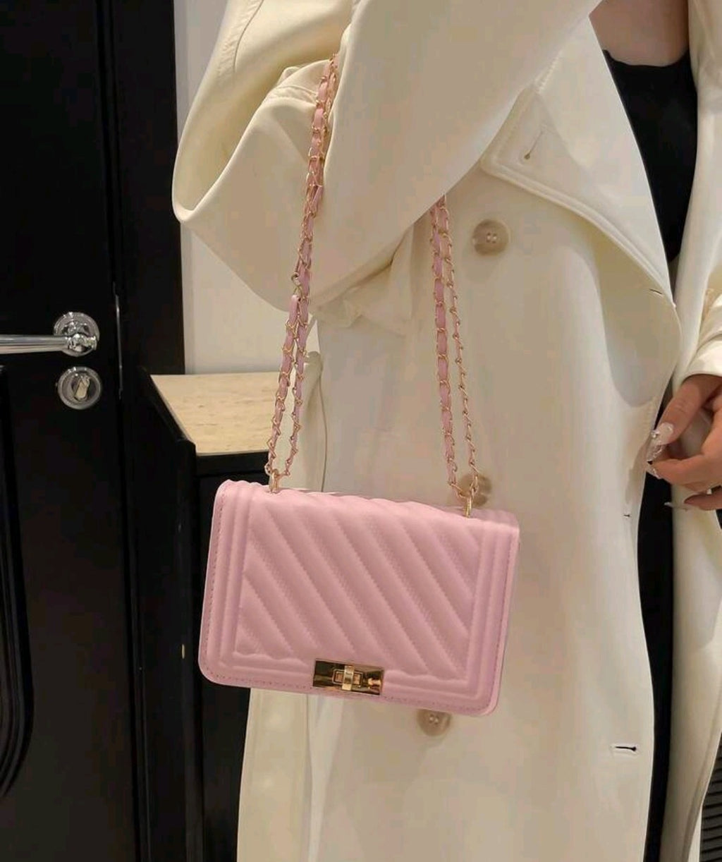 Pink Embossed Shoulder Bag