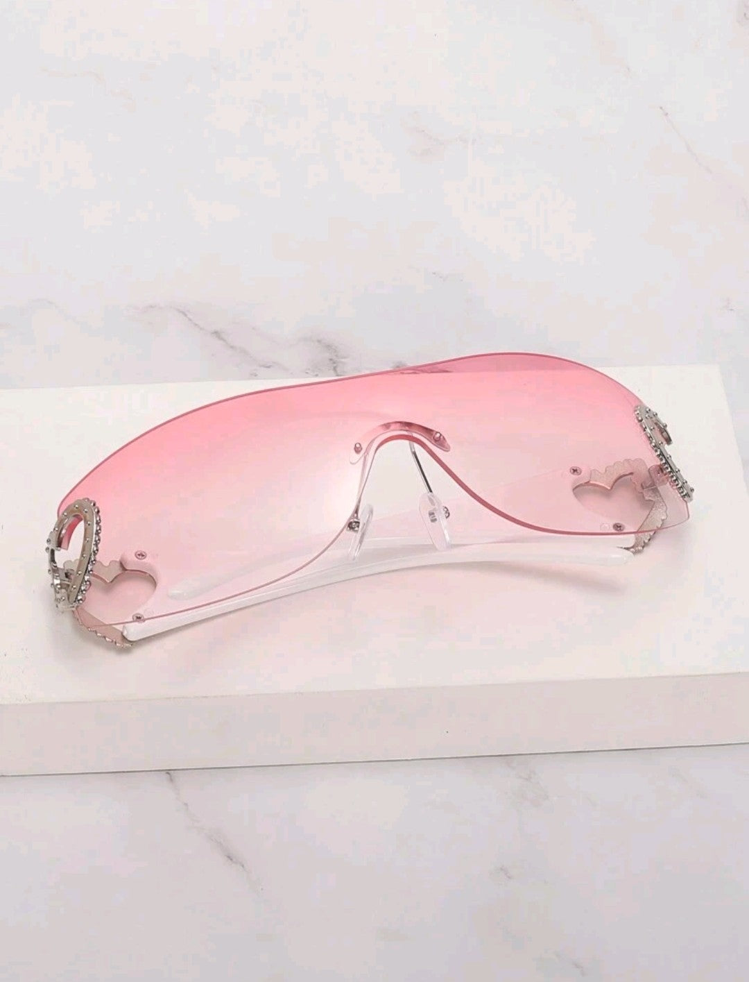 Pink Rimless Sunglasses