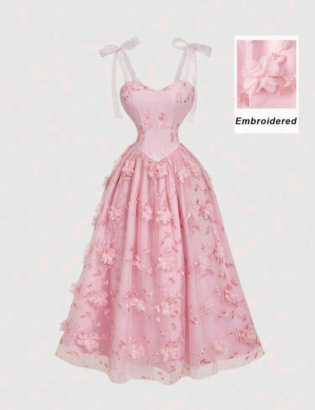 Embroidery Pink Dress
