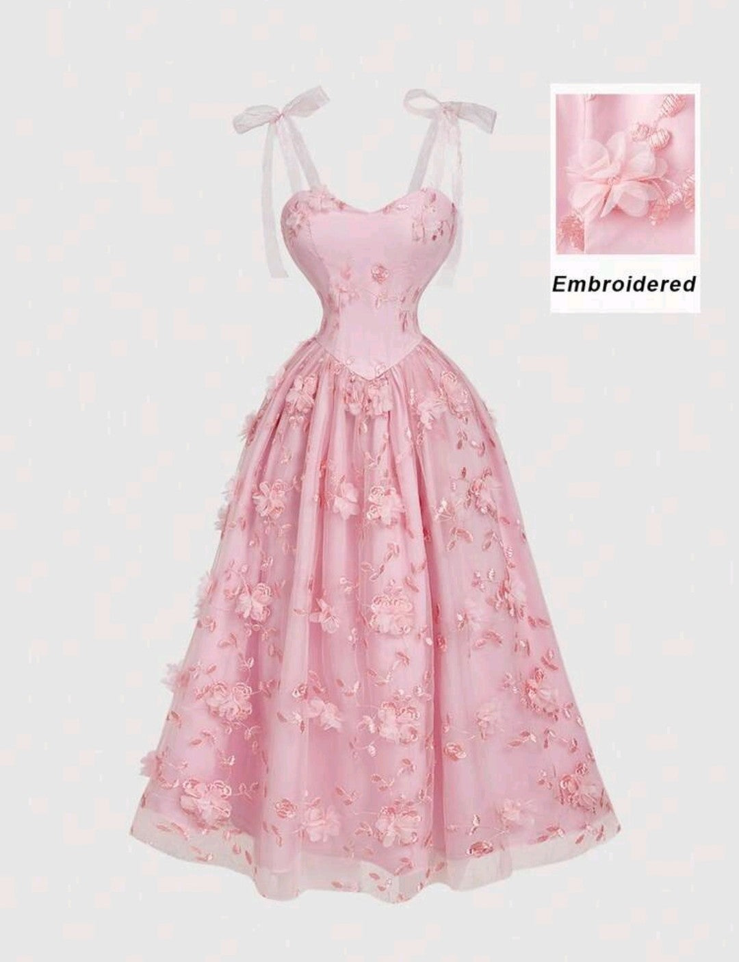 Embroidery Pink Dress