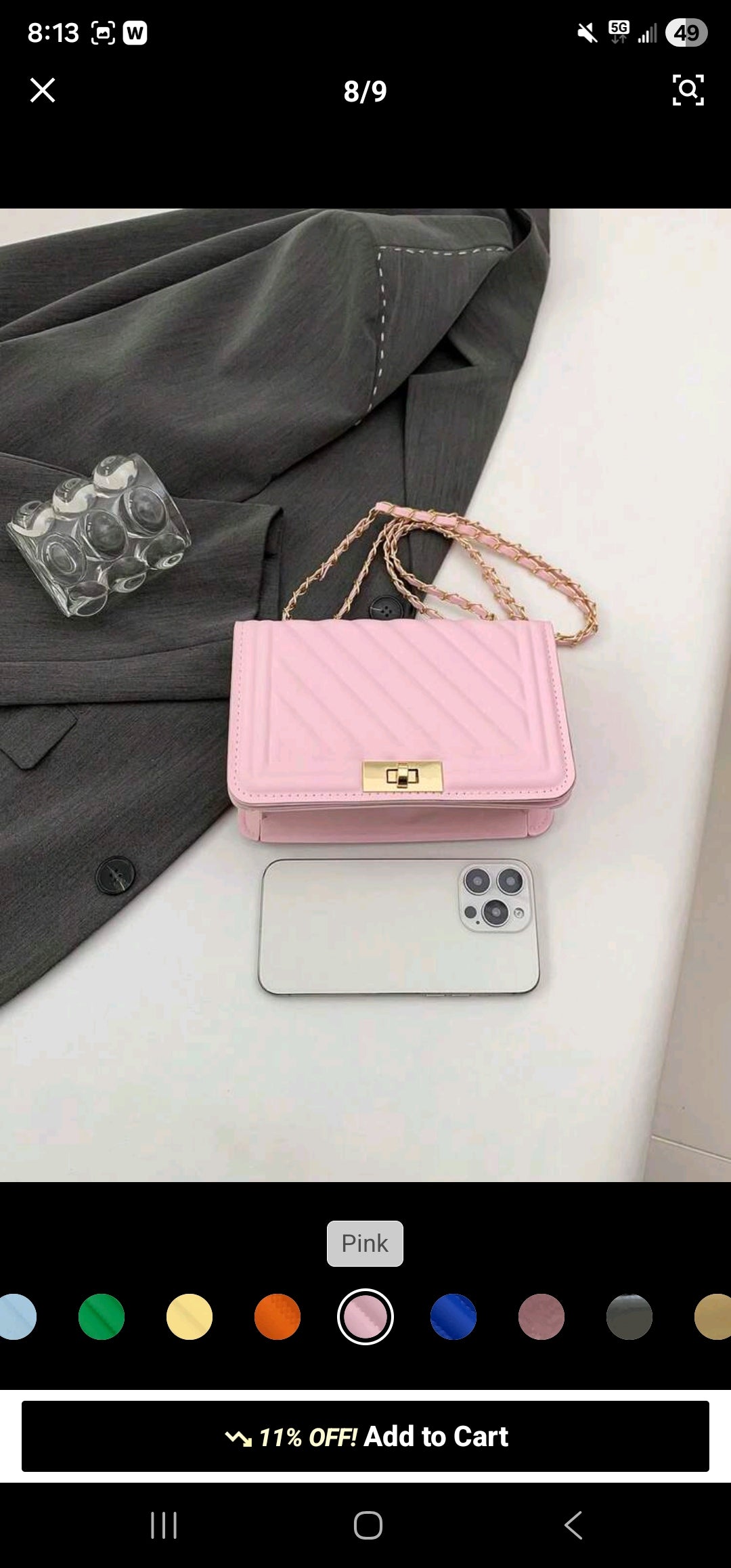Pink Embossed Shoulder Bag