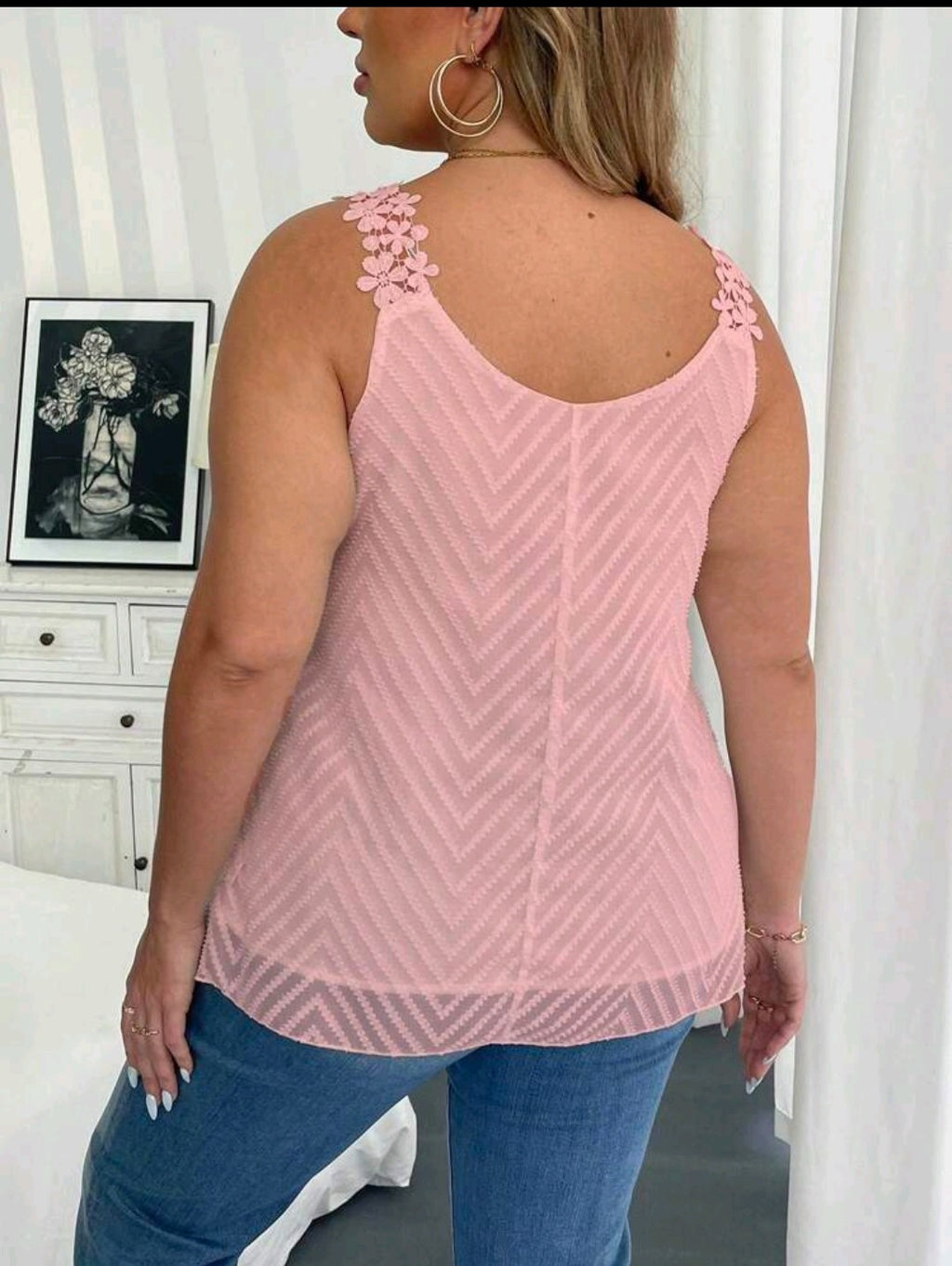 Lace Overlay Plus Size Tank