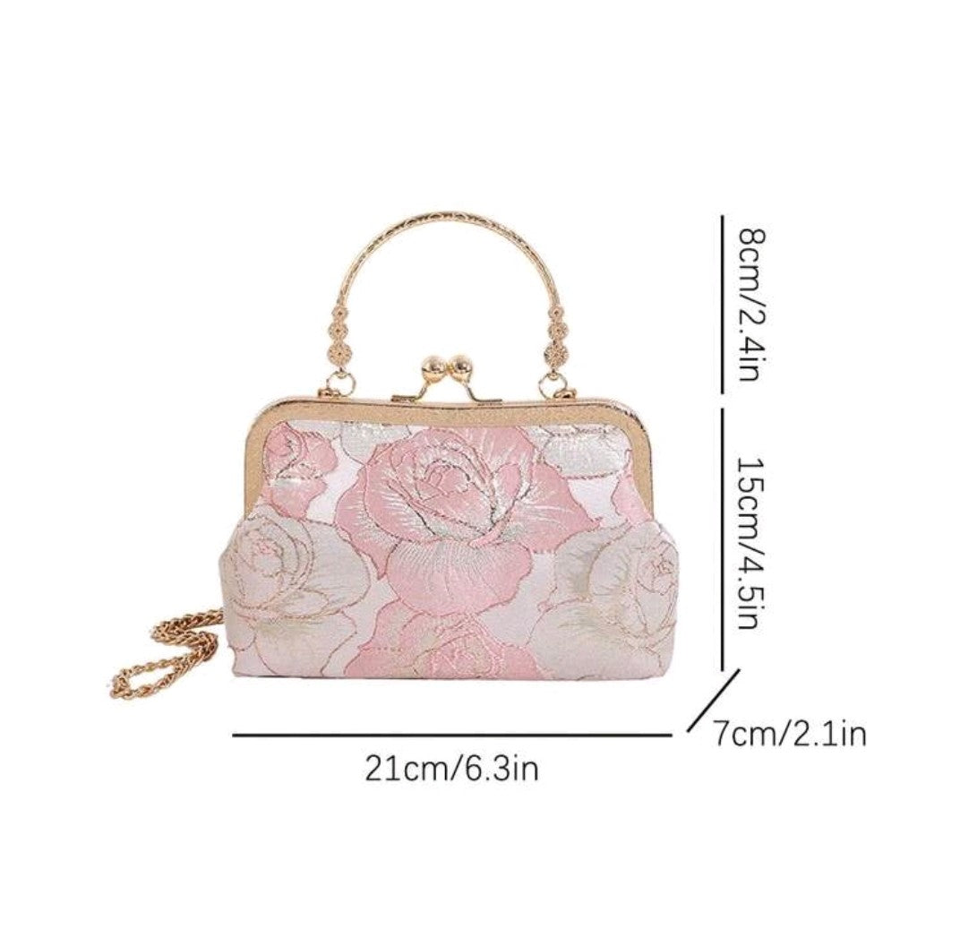 Pink and Gold Floral Bag