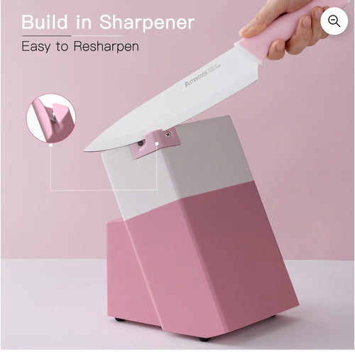 14 Piece Pink Kitchen Knife Set