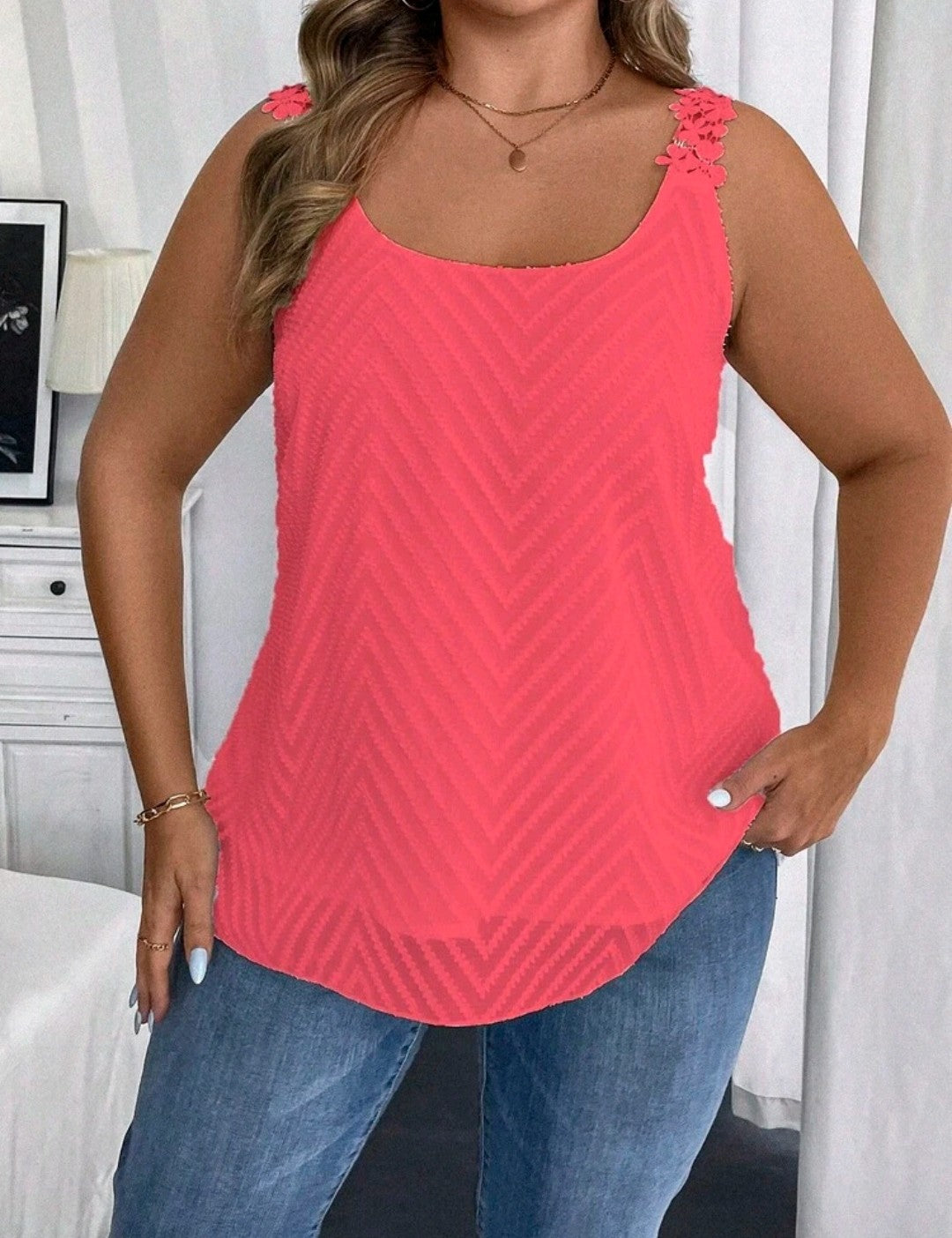 Lace Overlay Plus Size Tank