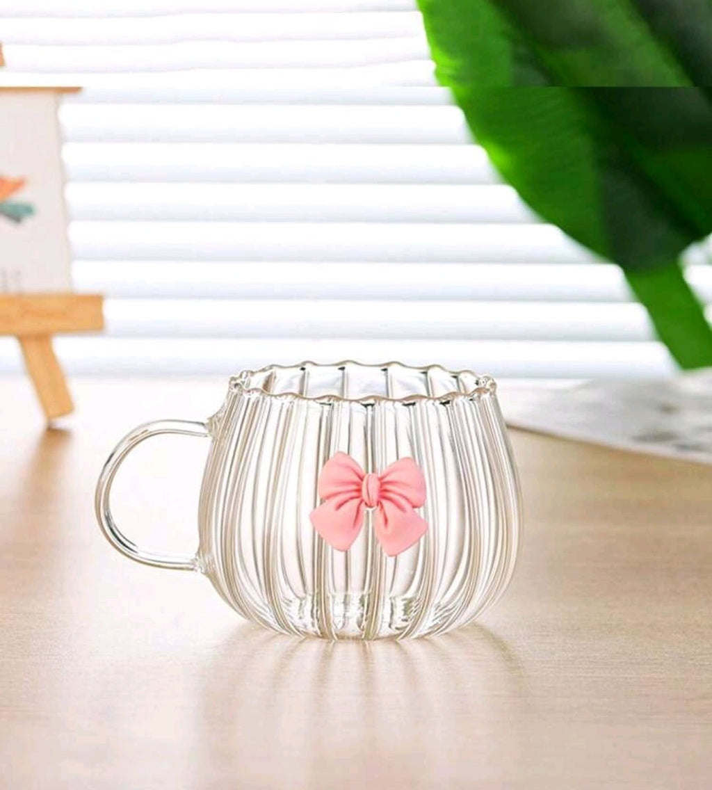 Pink Bow Glass Mug