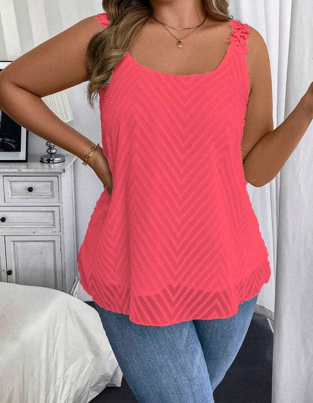 Lace Overlay Plus Size Tank