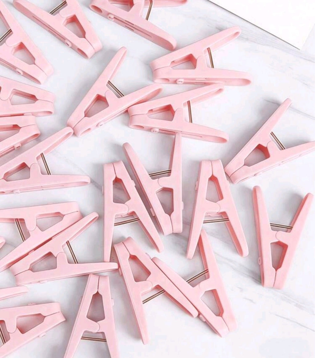 Pink Clothespin Clips