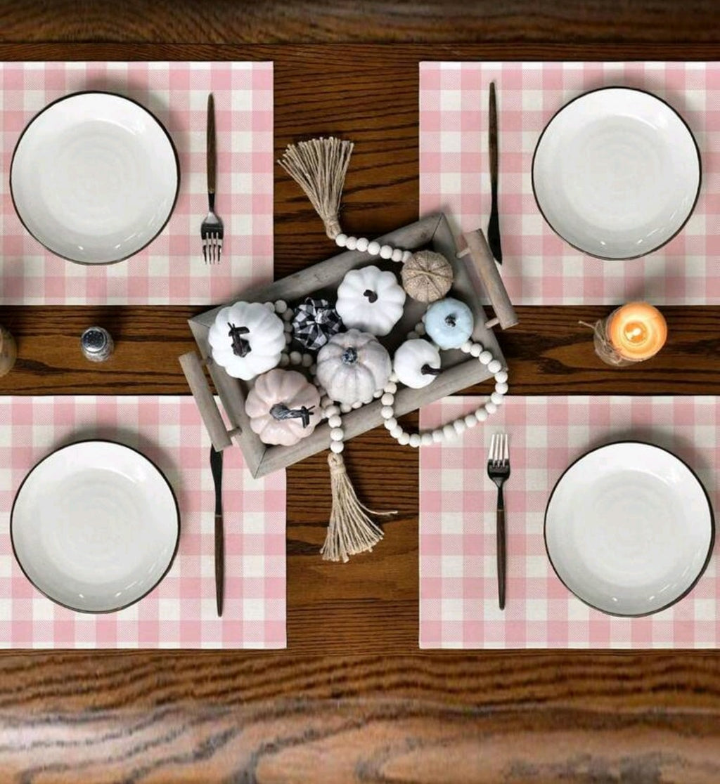 Pink Plaid Linen Placemats