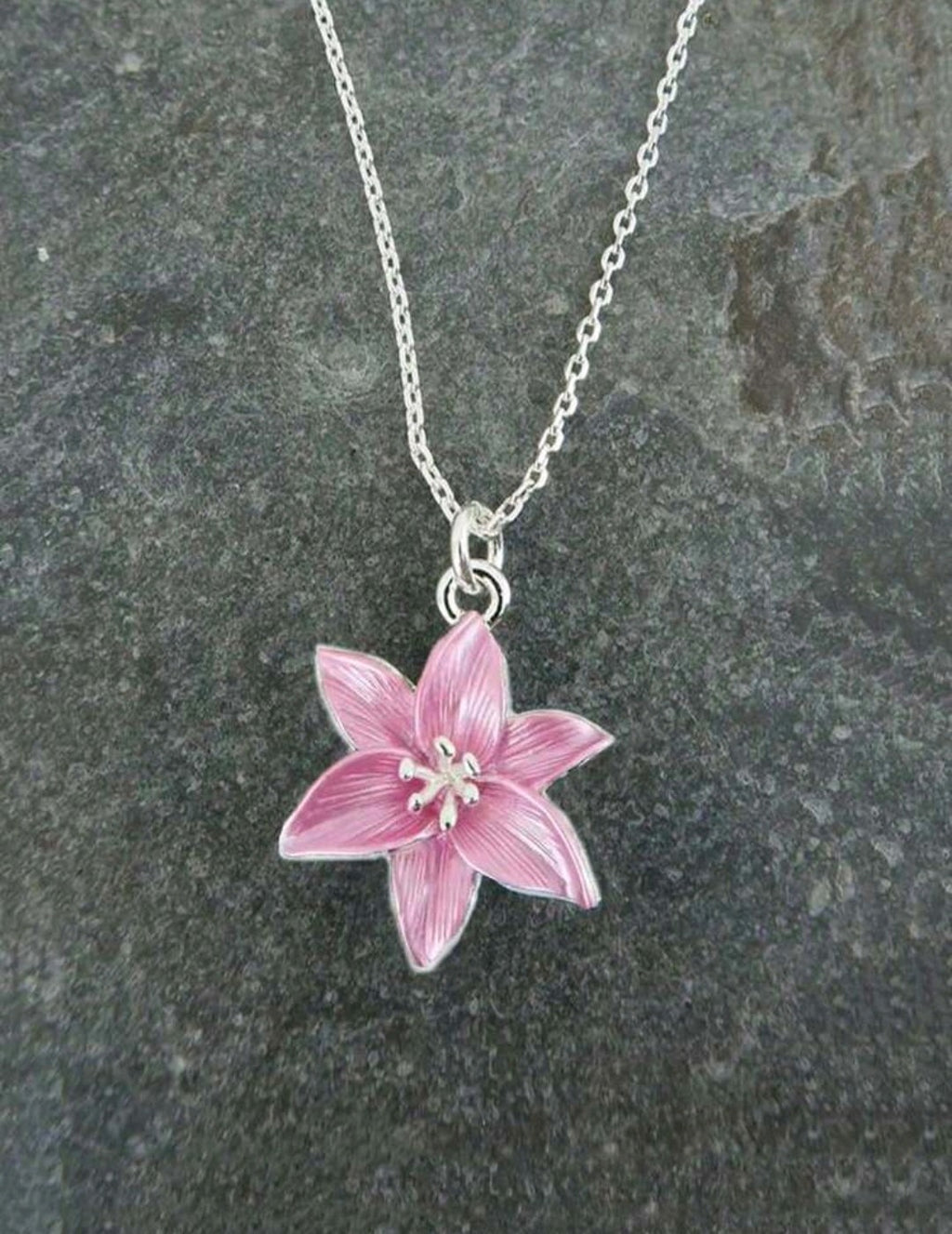 Pink Lily Flower Necklace