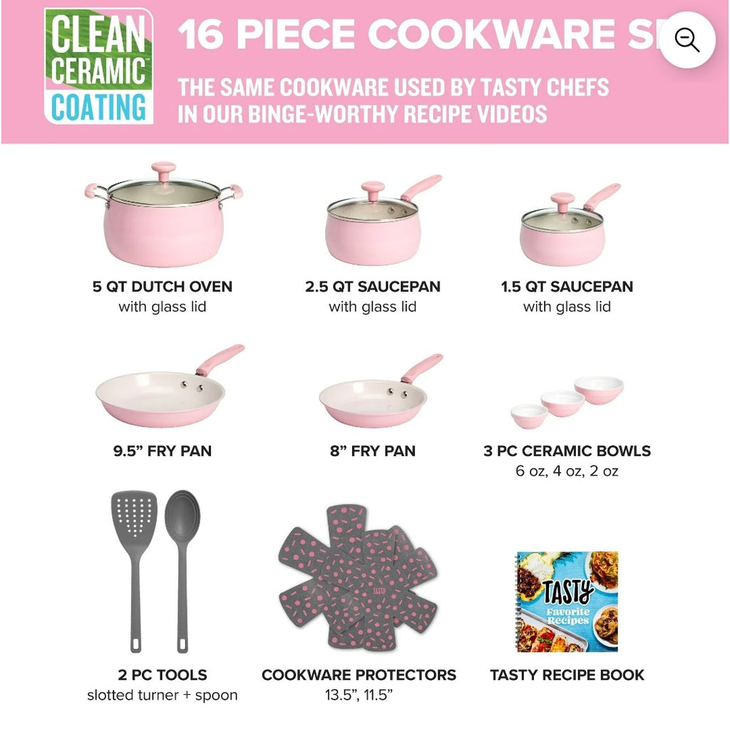 Ceramic 16 Piece Cookware Set