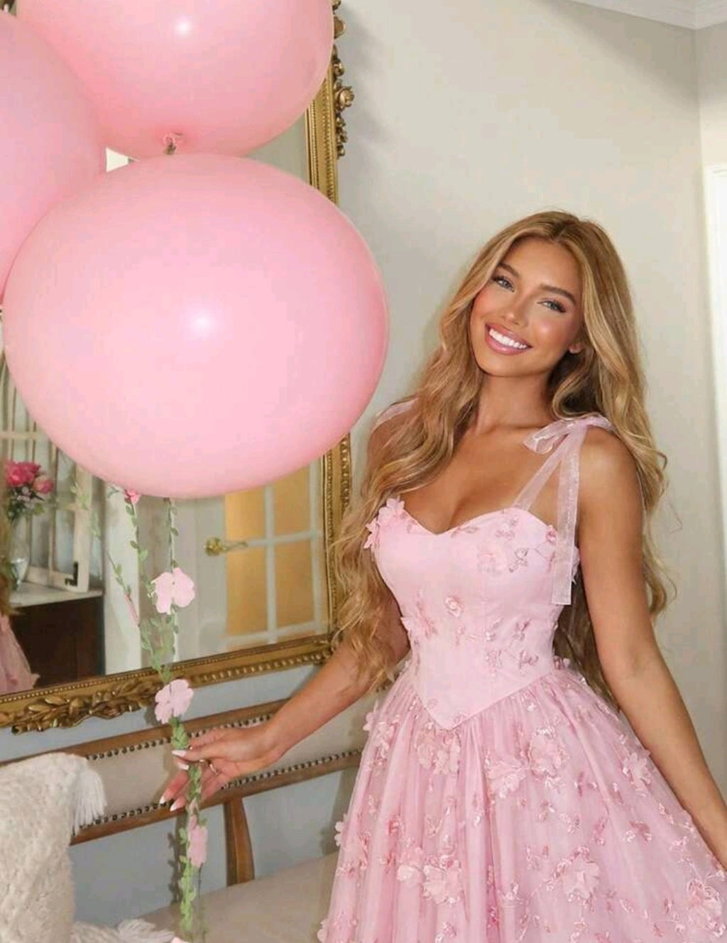 Embroidery Pink Dress
