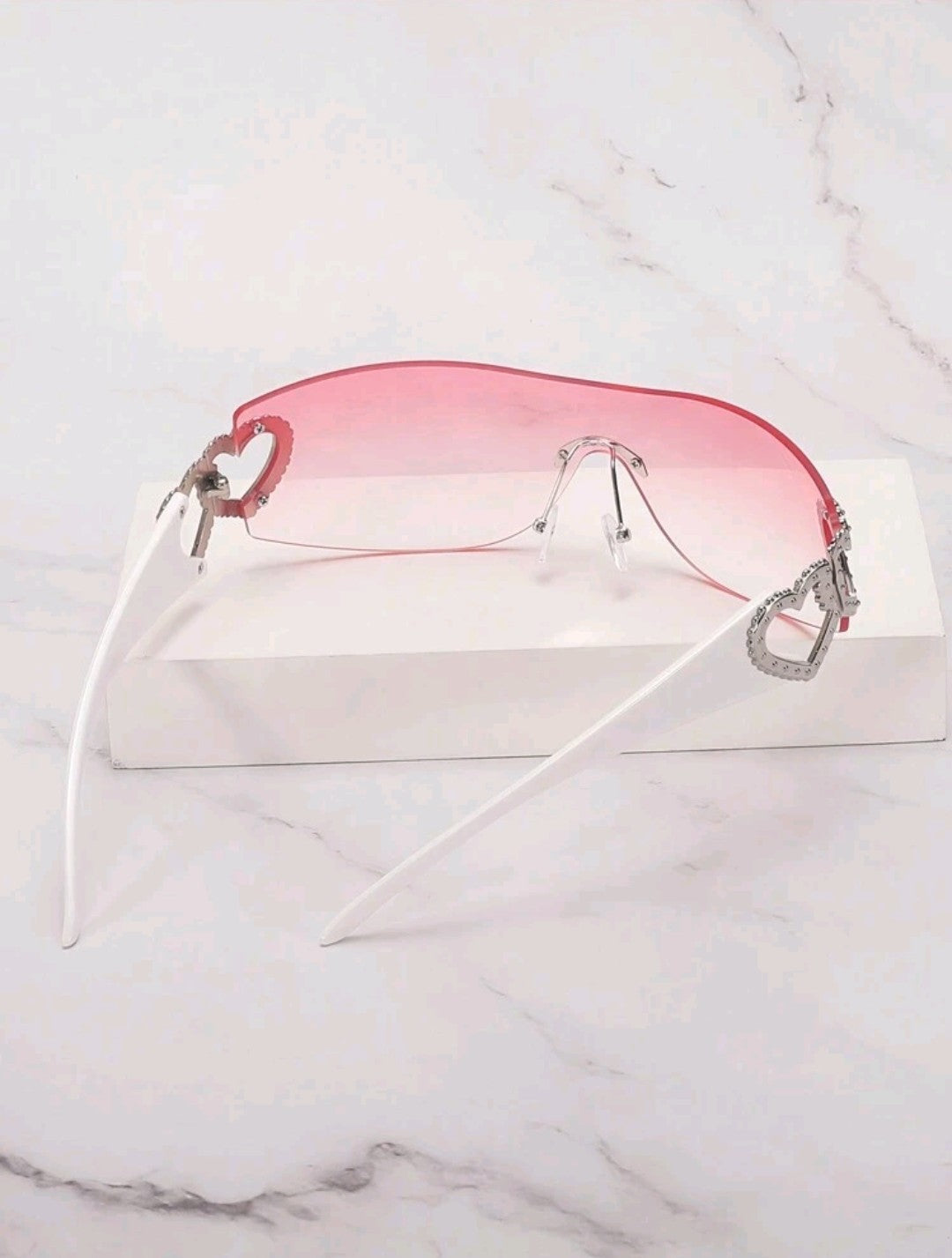 Pink Rimless Sunglasses