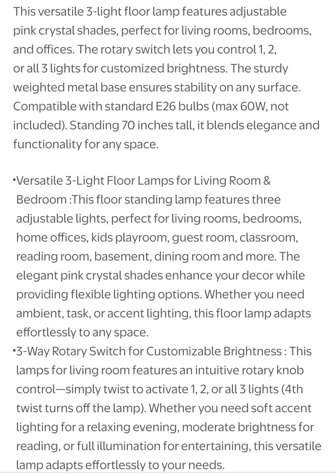 3-Light Crystal Floor Lamp