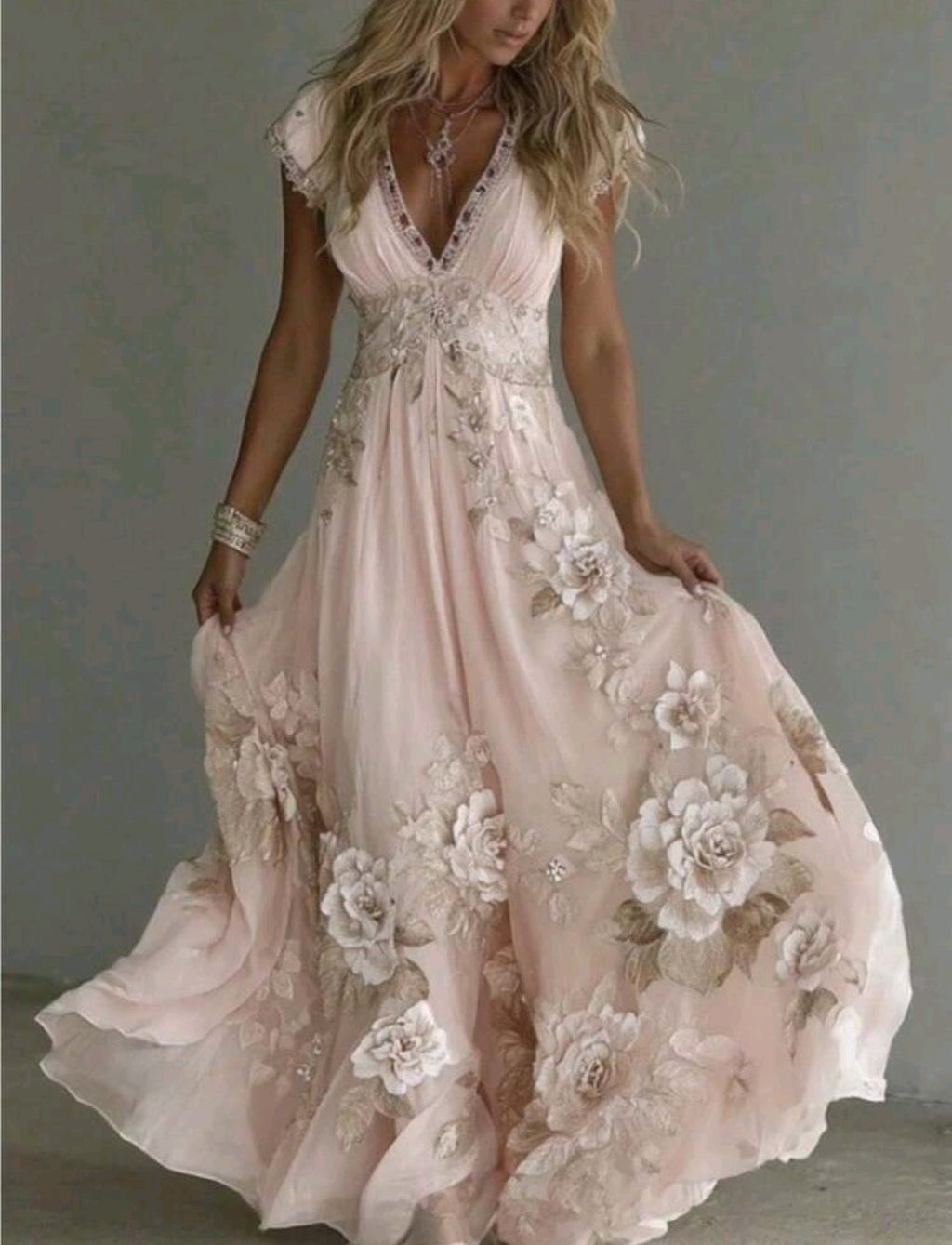 Pink Boho Floral Dress