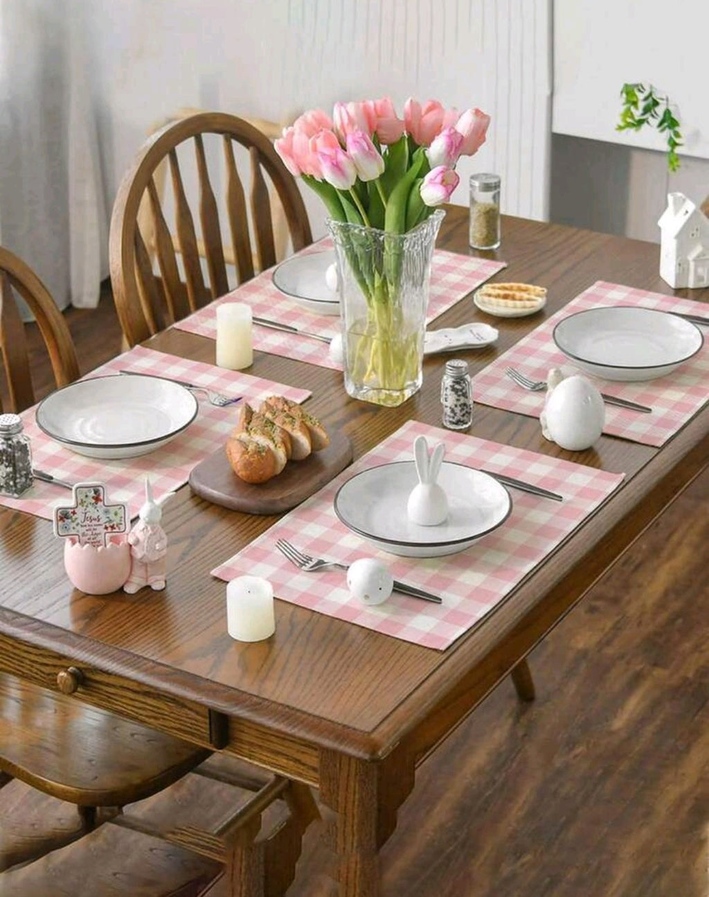 Pink Plaid Linen Placemats
