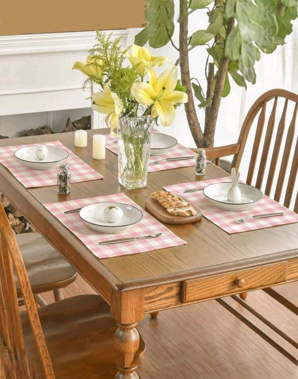 Pink Plaid Linen Placemats