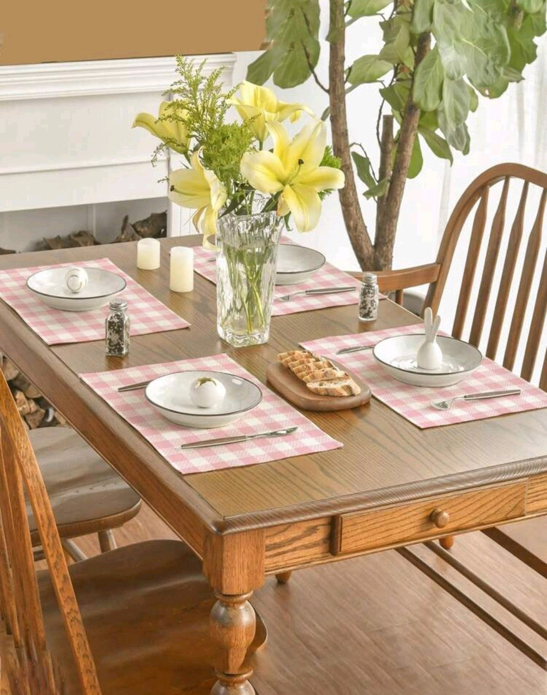 Pink Plaid Linen Placemats