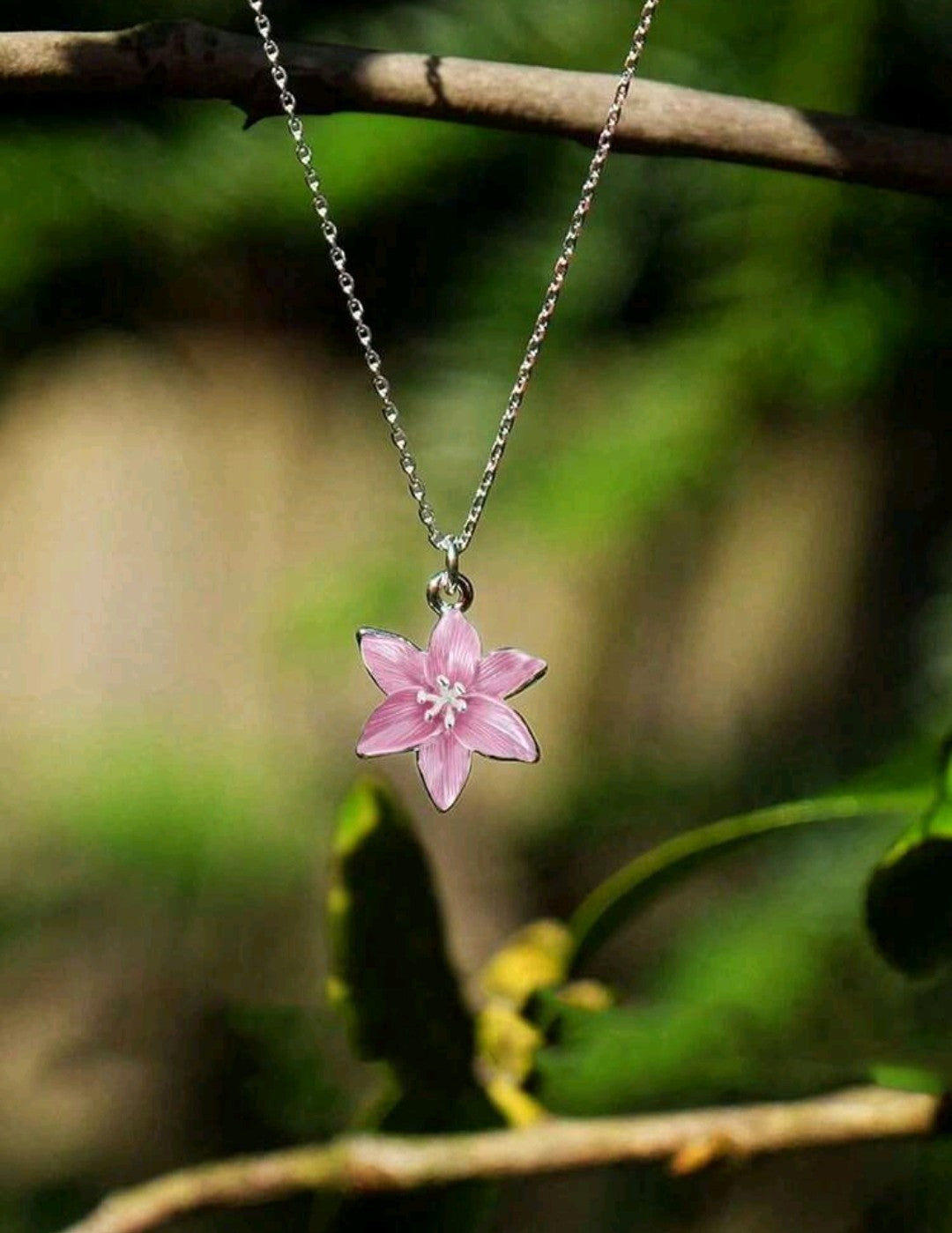 Pink Lily Flower Necklace