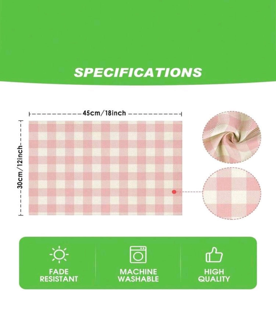 Pink Plaid Linen Placemats